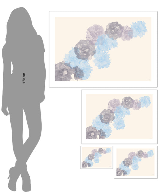 size guide, poster, beige, minimalist, Power of Flower collection,