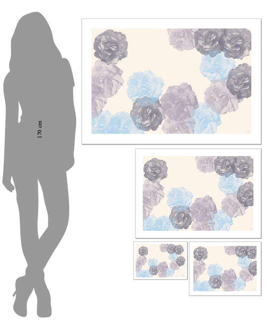 storleksguide, poster, beige, enkel design, Power of Flower-kollektion